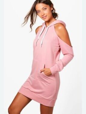 Pink Sweatshirt Hoodie Dress